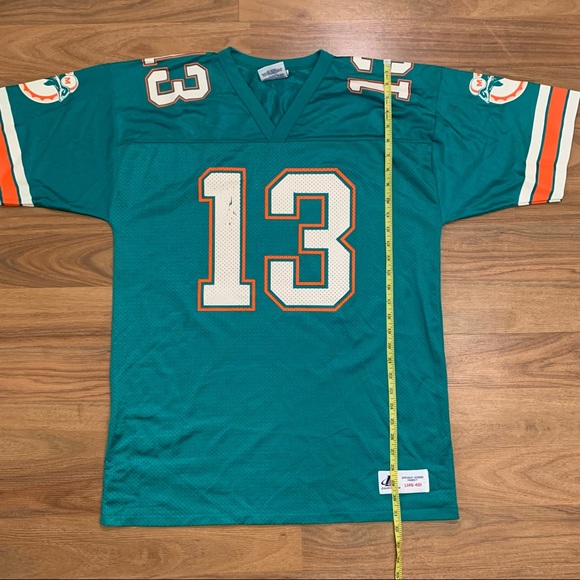 Vintage 90s Logo Athletic NFL Football Miami Dolphins Dan Marino Jersey Large - Picture 7 of 8